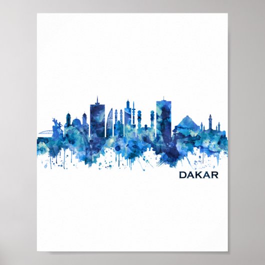 Dakar Senegal Skyline Blue Poster (Vorne)