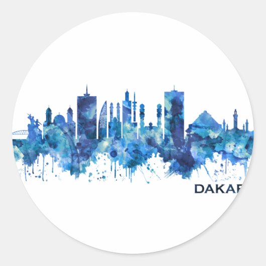Dakar Senegal Skyline Blue Runder Aufkleber (Vorderseite)