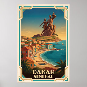 Dakar Senegal Vintage Retro Reise Poster