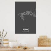 Dakar, Senegal (weiß auf Schwarzem) Poster (Küche)