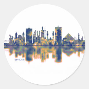 Dakar Skyline Runder Aufkleber