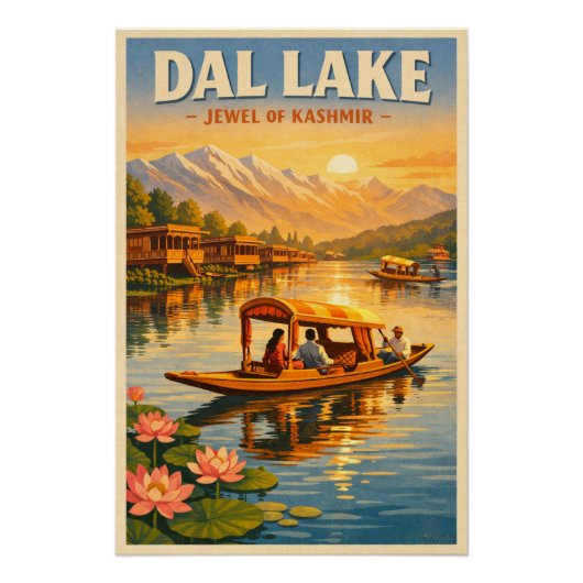 Dal Lake, Srinagar, India, in a classic Poster (Vorderseite)