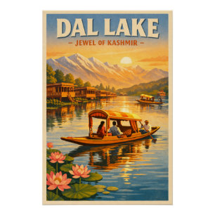 Dal Lake, Srinagar, Indien, in einem klassischen Poster