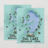Dal Lake, Srinagar, Indien Reiseplakat Karte (Vorne/Hinten)