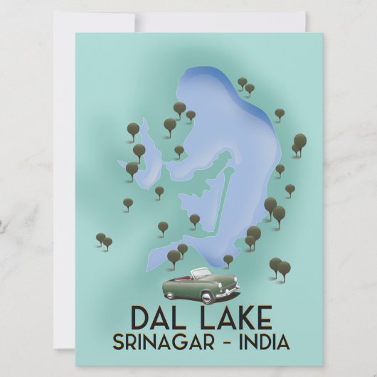 Dal Lake, Srinagar, Indien Reiseplakat Karte (Vorderseite)