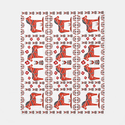 Dala Folkpferd, nordisch/norwegisch, weiß/rot Fleecedecke (Vorderseite)