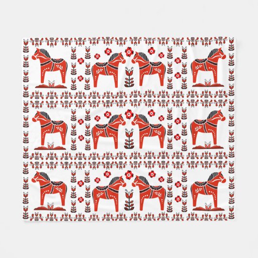 Dala Folkpferd, nordisch/norwegisch, weiß/rot Fleecedecke (Vorderseite (Horizontal))