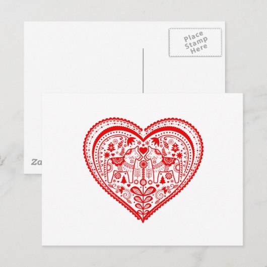 Dala Heart Postkarte (Vorne/Hinten)