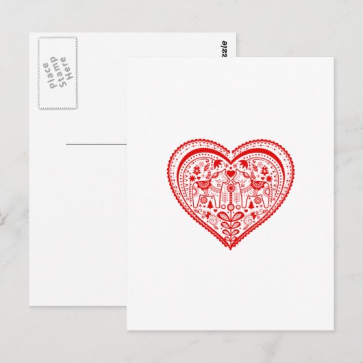 Dala Heart Postkarte (Vorne/Hinten)