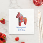 Dala Horse 80. Geburtstagspapier Napkins Serviette (Beispiel)