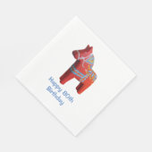 Dala Horse 80. Geburtstagspapier Napkins Serviette (Ecke)