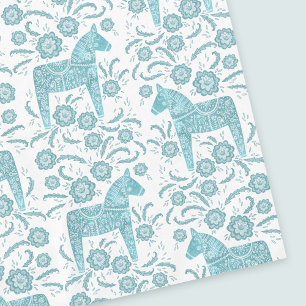 Dala Horse Aquamarin und weiße Tablette Tischdecke