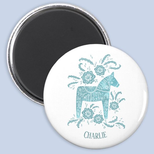 Dala Horse Aquamariner schwedischer Folk Art Indiv Magnet