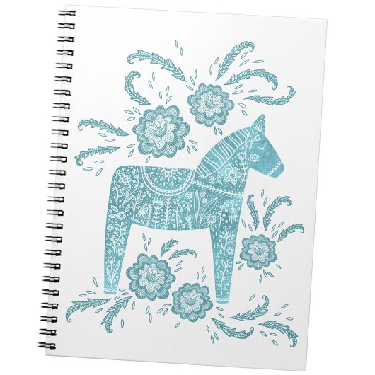 Dala Horse - Aquamarines und weißes Notebook Notizblock