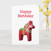 Dala Horse Birthday Card Karte (Gelbe Blume)