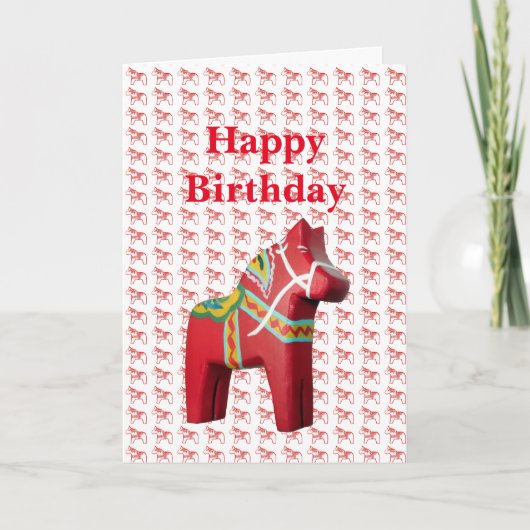 Dala Horse Birthday Card Karte (Vorderseite)