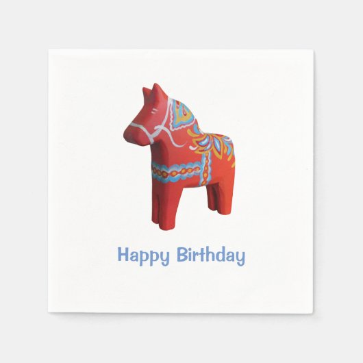 Dala Horse Birthday Paper Napkins Serviette (Vorderseite)