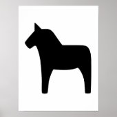 Dala Horse Black on White Poster (Vorne)