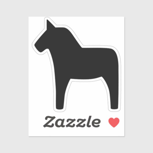 Dala Horse Black Vinyl Sticker (Blatt)