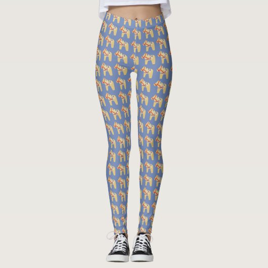Dala Horse Blue Leggings (Vorderseite)