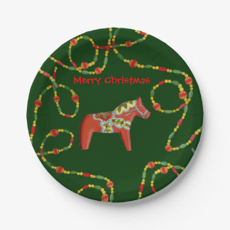 Dala Horse Christmas Plate Pappteller