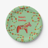 Dala Horse Christmas Plate Pappteller (Vorderseite)
