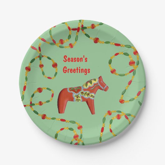 Dala Horse Christmas Plate Pappteller (Vorderseite)