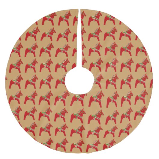 Dala Horse Christmas Tree Skirt Polyester Weihnachtsbaumdecke (Vorderseite)