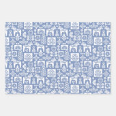 Dala Horse Collage Periwinkle Geschenkpapier Set (Vorderseite)