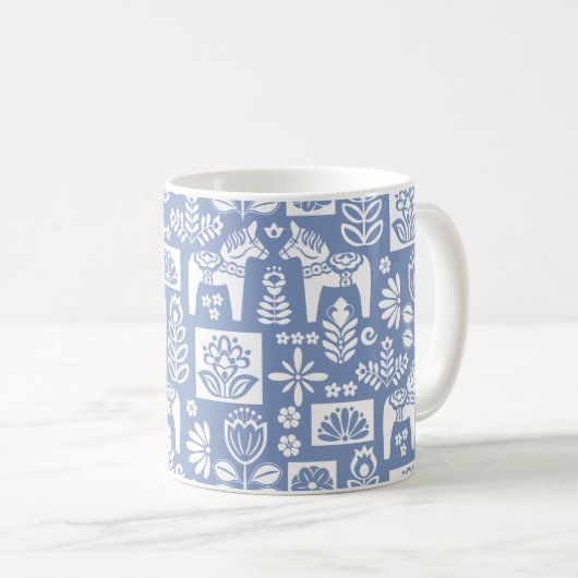 Dala Horse Collage Periwinkle Kaffeetasse (VorderseiteRechts)