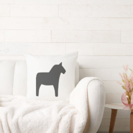 Dala Horse Dark Gray Throw Kissen