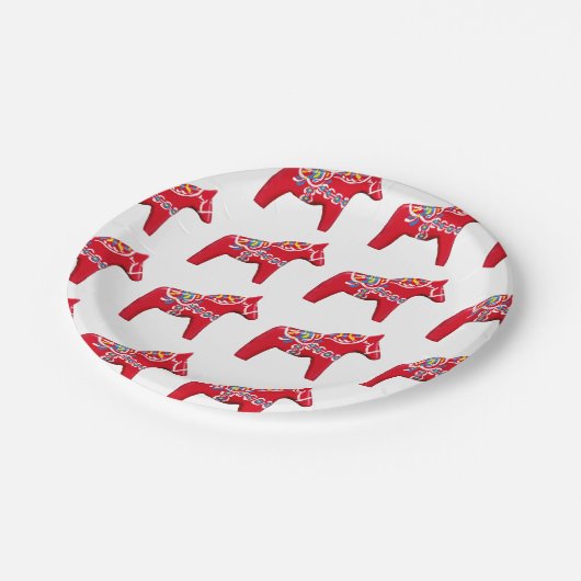 Dala Horse Dinner Plate Pappteller (Schrägansicht)