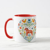 Dala Horse Folk Art Hygge Heart Pattern Mug Tasse (Links)