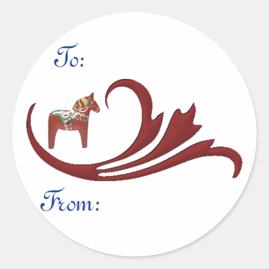 Dala Horse Geschenktag Runder Aufkleber (Vorderseite)