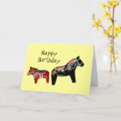 Dala Horse Grußkarte Karte (Gelbe Blume)
