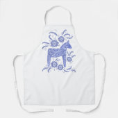 Dala Horse Indigo Blau und weißes schwedisches Des Schürze (Vorderseite)