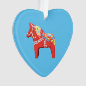 Dala Horse on Blue Heart Ornament (Vorderseite)