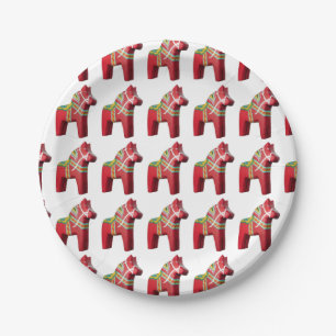 Dala Horse Paper Plate Pappteller