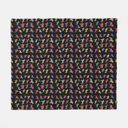 Dala Horse Parade Black Background Fleecedecke (Vorderseite (Horizontal))