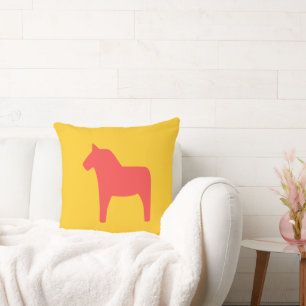 Dala Horse Red Throw Kissen