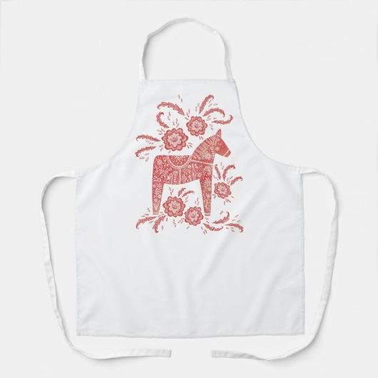 Dala Horse Red und White Swedish Design Schürze (Vorderseite)