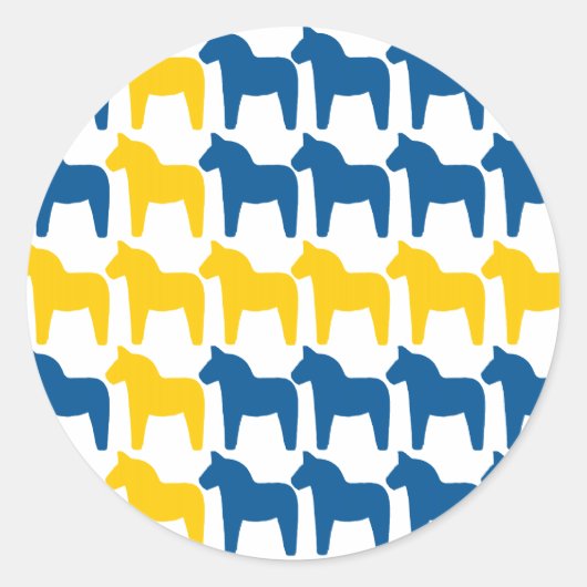 Dala Horse Schweden Flagge Runder Aufkleber (Vorderseite)