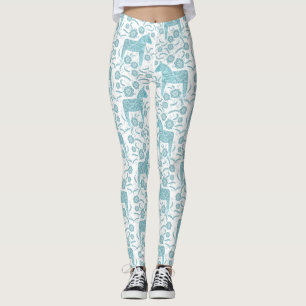 Dala Horse Schwedisches Aquamarin- und Weißmuster Leggings