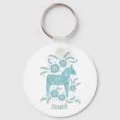 Dala Horse Swedish Folk Art Aquamariner grüner Ind Schlüsselanhänger (Rückseite)