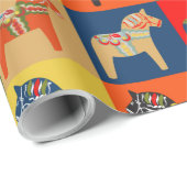 Dala Horse Swedish Folk Art Pattern Geschenkpapier (Rolleneckpunkt)