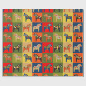 Dala Horse Swedish Folk Art Pattern Geschenkpapier (Flach)