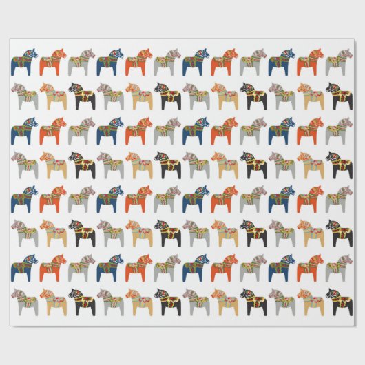 Dala Horse Swedish Folk Art Pattern Geschenkpapier (Flach)