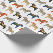 Dala Horse Swedish Folk Art Pattern Geschenkpapier (Ecke)