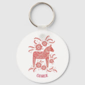 Dala Horse Swedish Folk Art Personalisiert Schlüsselanhänger (Vorderseite)