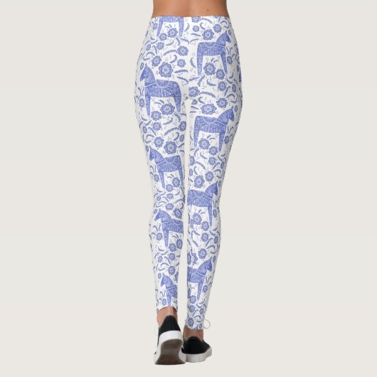 Dala Horse Swedish Indigo und White Pattern Leggings (Rückseite)